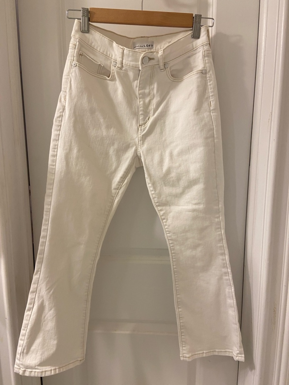 LOFT White High Rise Kick Crop Jeans